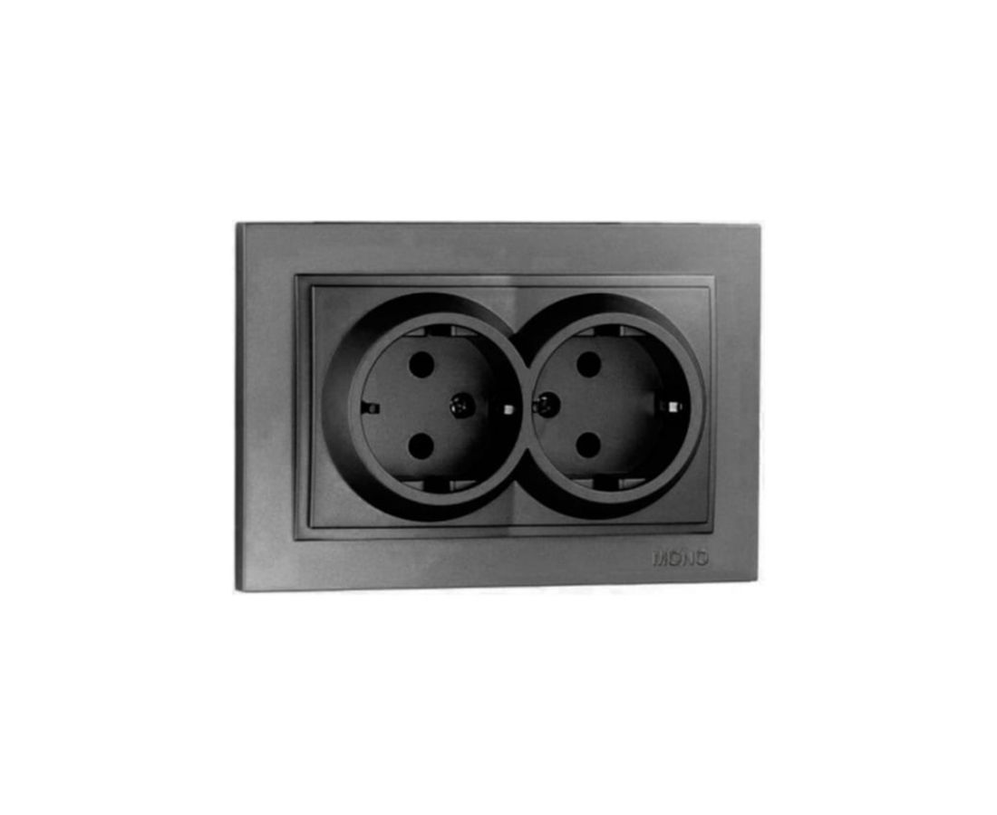 როზეტი ორიანი დამიწებით DESPINA Black - 102-202004-120 — როზეტები და ჩამრთველები